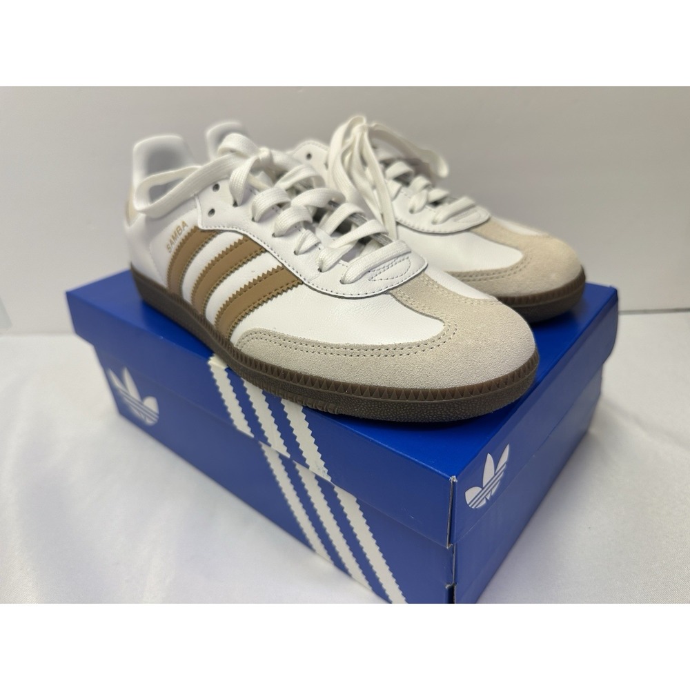 Adidas Samba OG FTW White And Sand Low top Shoes Men's 8.5 Women's 9.5 With Box